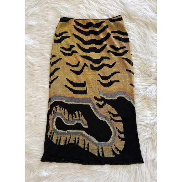 Vivienne Tam Tiger Printed Nylon Skirt Vtg Multicolor Size 0/1 - Picture 6 of 6